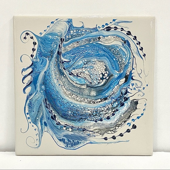 Original Acrylic Abstract Art 6”x6” Ceramic Tile - Picture 9 of 10